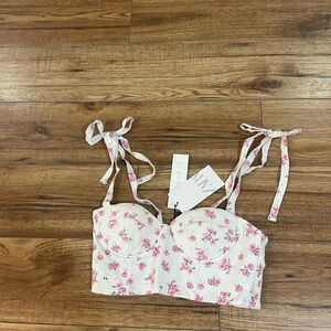 Zara Pink Floral Bustier Top